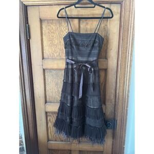 BCBG Maxazria Midi Dress Size 0 Feathers Fairy Brown Whimsygoth